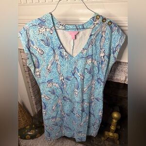 Lilly Pulitzer Aqua and Violet Patterned Top